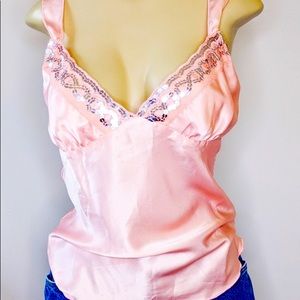 Y2K Pink Sequin Embellished Satin Cami